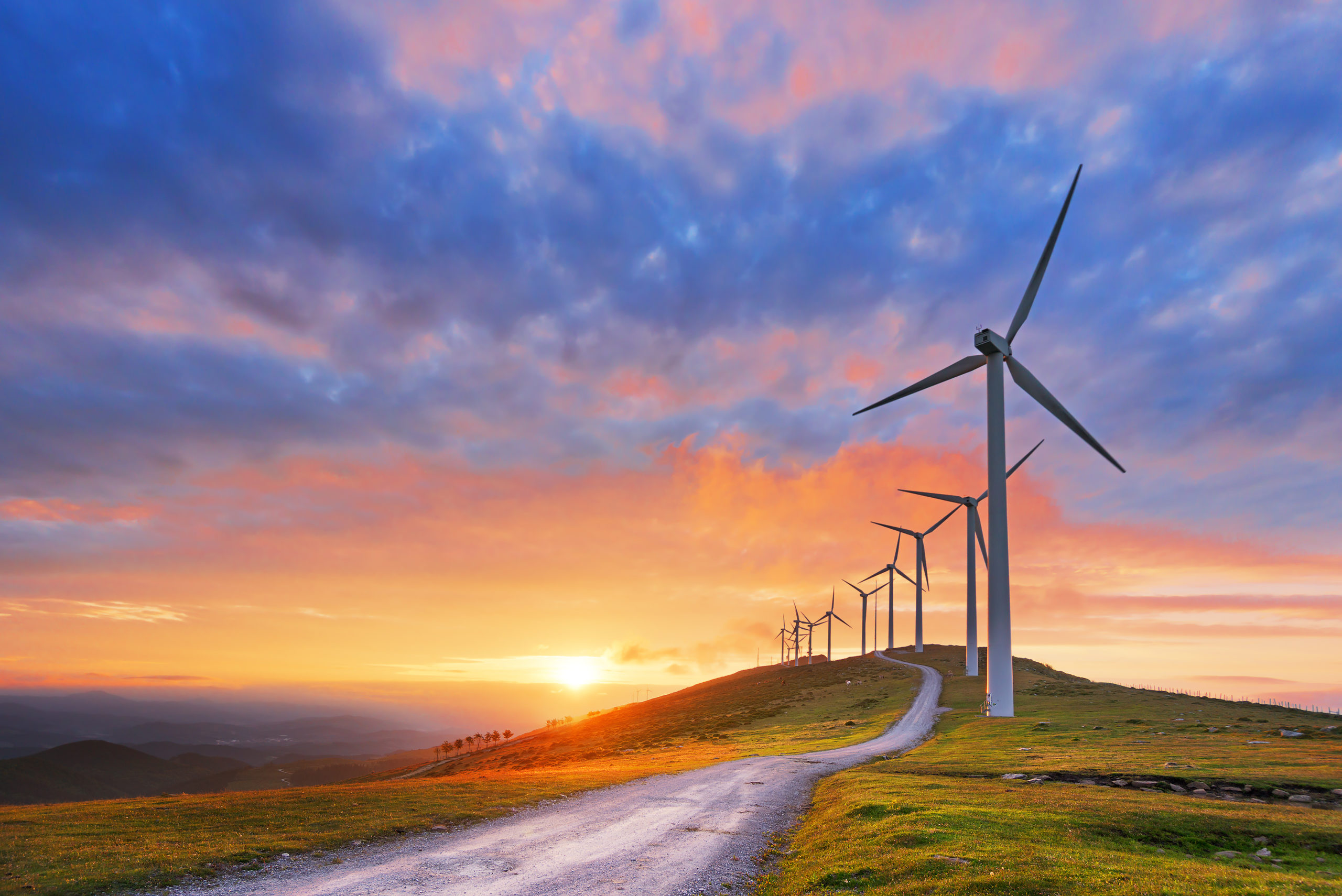 Wind,Turbines,In,Oiz,Eolic,Park,At,Sunset